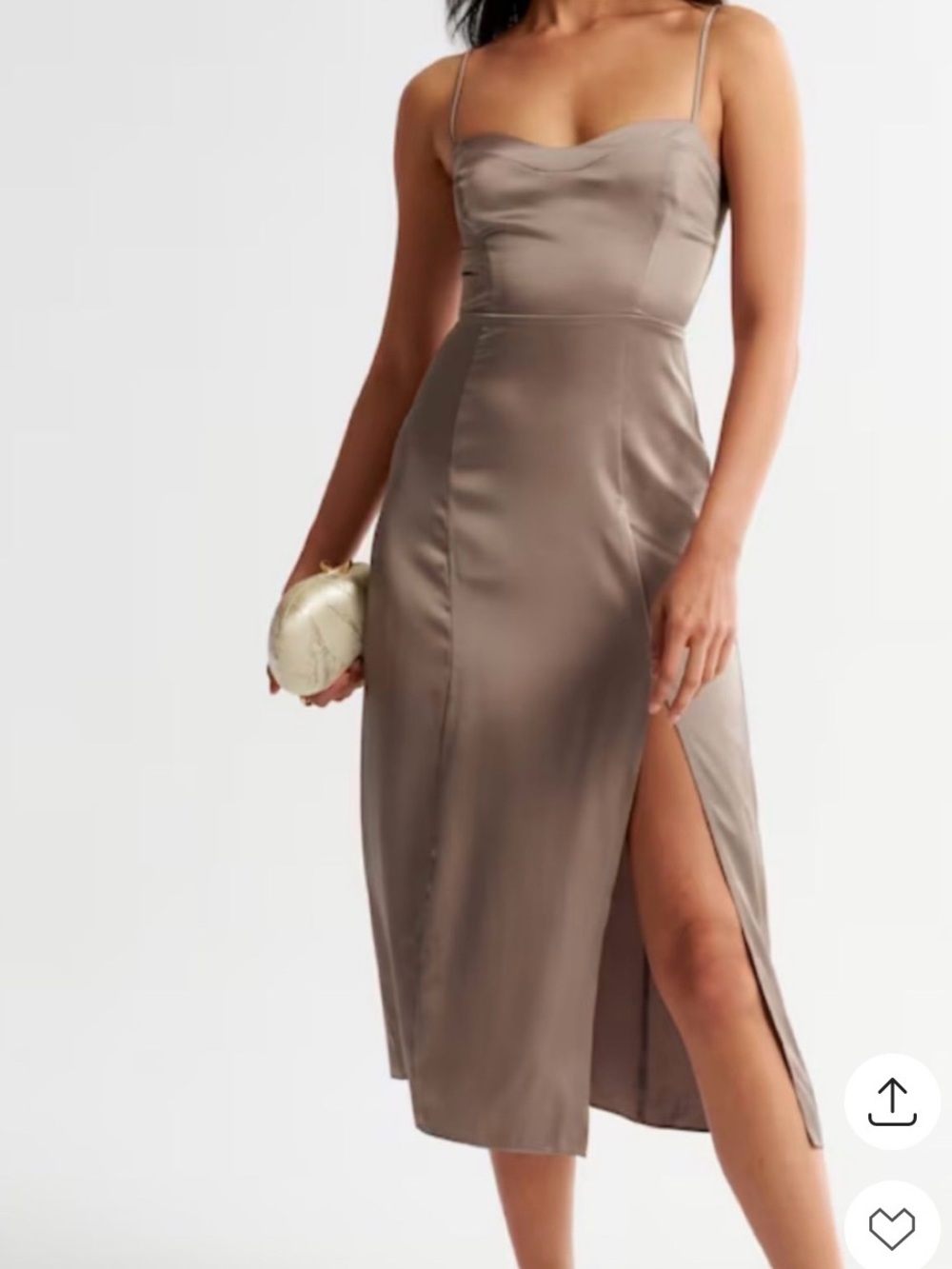 Abercrombie Women's Taupe Satin Slip Dress with Spaghetti Straps